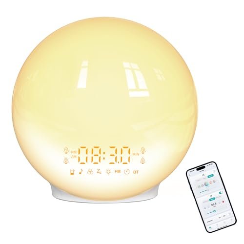 BIB_WJ Smart Wake Up Light Sunrise Alarm Clock with Dawn-Dusk Simulation, 4 Alarms, Nature Sounds - Heavy Sleeper Mode, Custom Routines