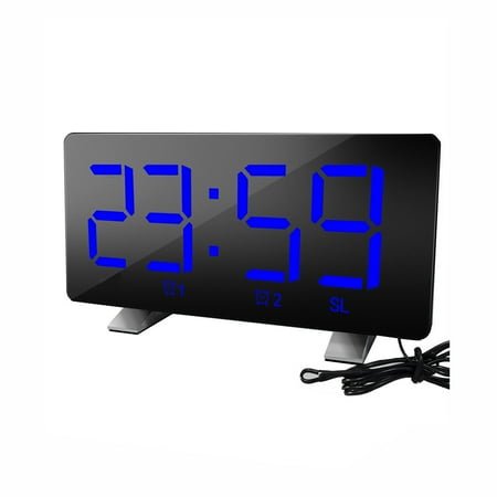 Blasgw LED Radio Digital Alarm Clock Creative Snooze Electronic Clock Alarm Configuration FM Radio FM 7-inch Large Screen Display USB Charging Digital Clock Blue