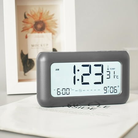 Blaxill Alarm Clock Digital Alarm Clock with USB Charging, Wide Angle Display Clock**: 170° LCD Screen, Three Alarm Groups, Day, Date, Temperature Display, Night Light, Rechargeable