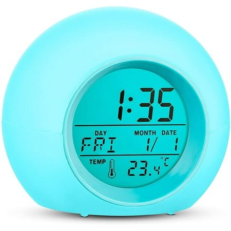 BOLLSLEY Kids Digital Alarm Clock, 7 Color Night Light, Snooze, Temperature Detect for Toddler, Children Boys and Girls, Bedside Clock