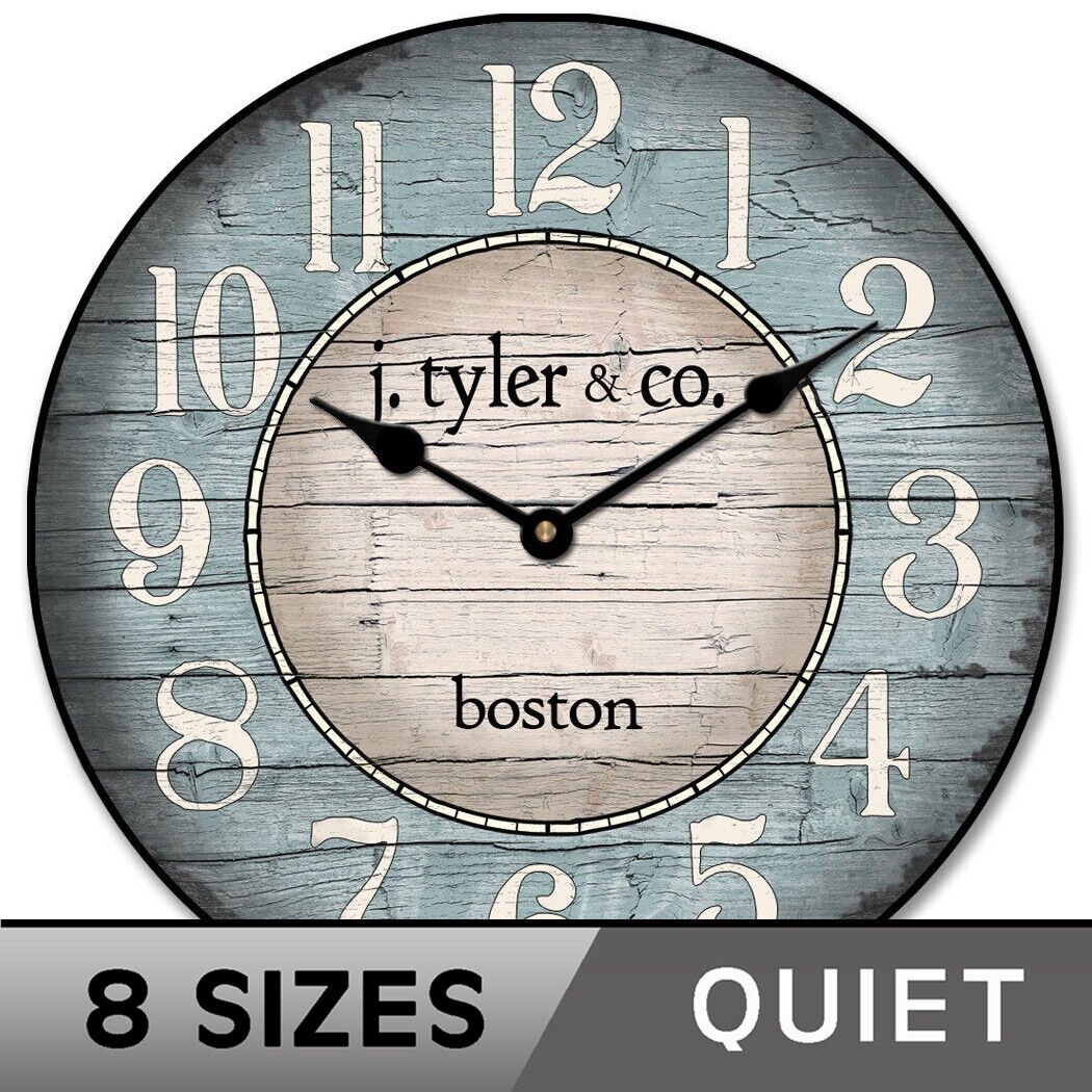 Boston Harbor Blue Clock, ULTRA Quiet! LIFE TIME Warranty, 8 SIZES!!
