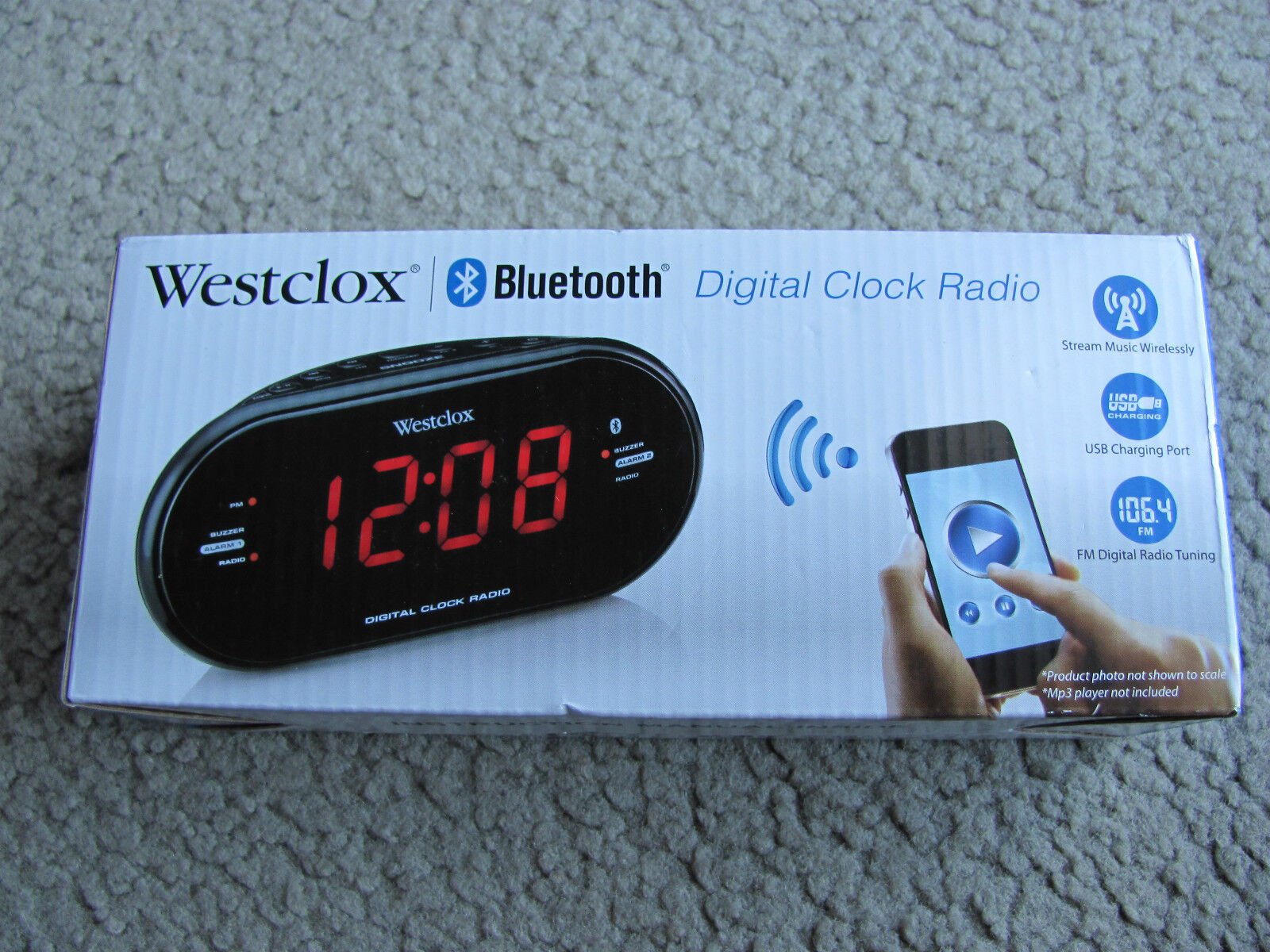 Brand New Westclox Bluetooth 1.2" LED Clock Radio with USB Charge Port 81012BT