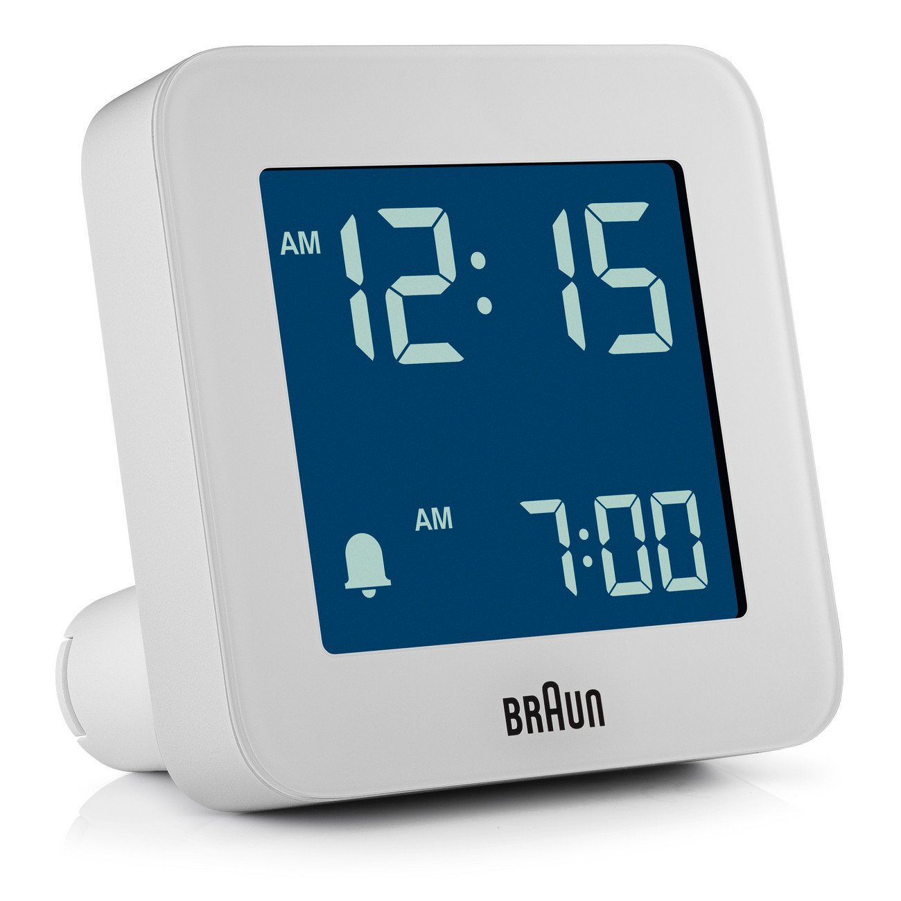 Braun BN-BC09W White Digital LCD Travel Quartz Alarm Clock Square 2.9"