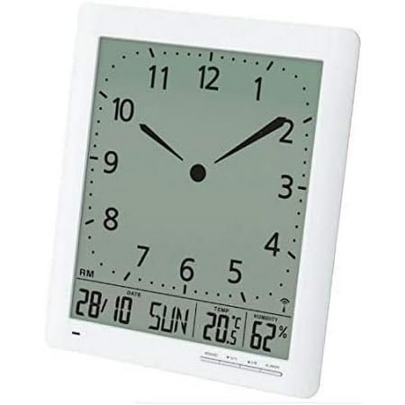 Britta Products CL-1 Large Format 10 Atomic Digital-Analog Wall Clock with Day/Date, Temperature and Humidity White