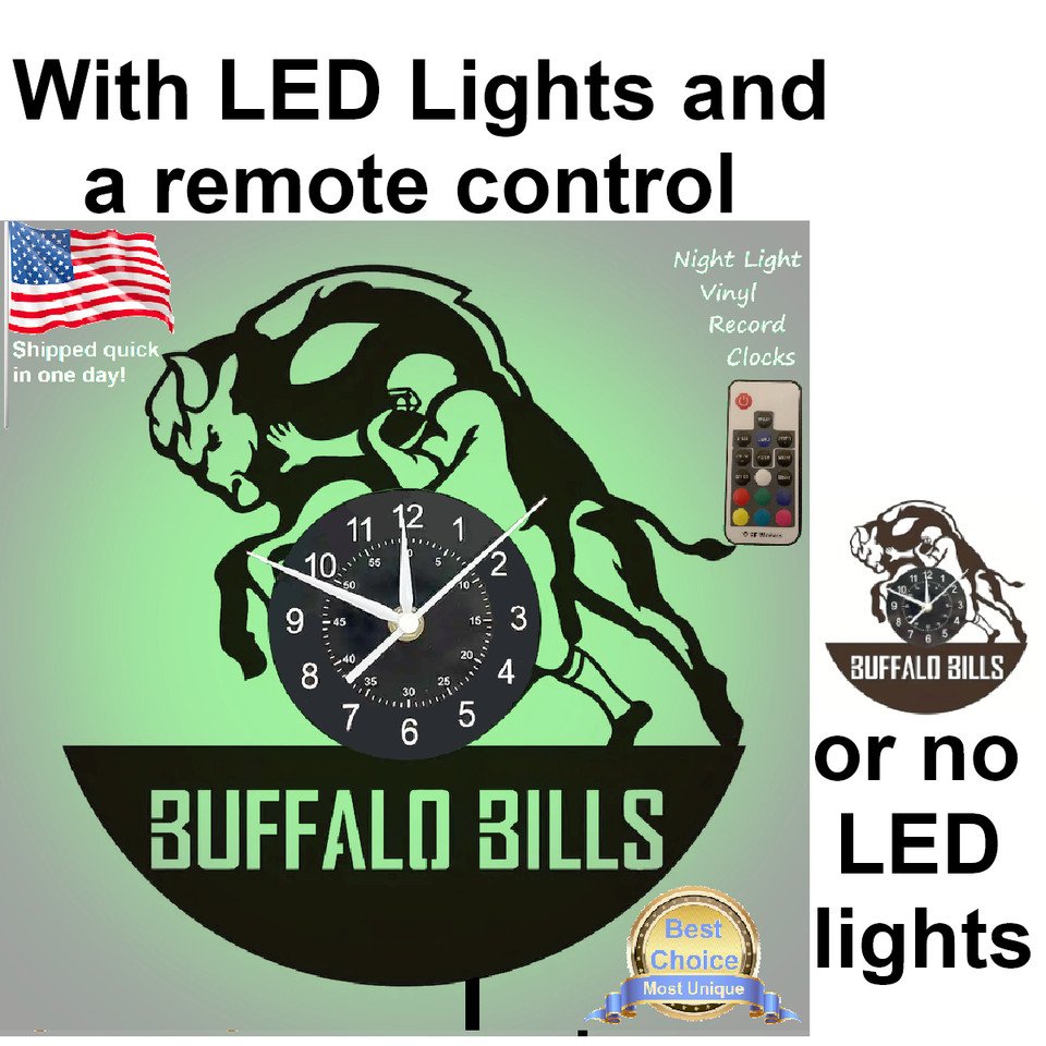 Buffalo Bills NFL clock wall decor w/wo LED back light vinyl record t shirt art