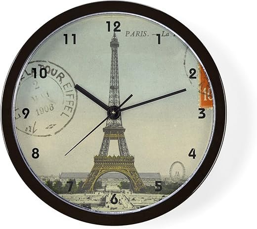 CafePress Vintage Paris Eiffel Tower 10 Wall Clock for Livingroom, Kitchen, or Office