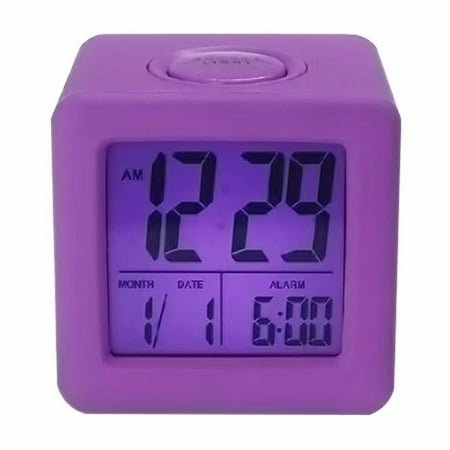 Cagnkofi Digital Alarm Clock, Digital Large Display Alarm Clock with Time-Date-Alarm Snooze, LED Night Glowing Cube Alarm Clock Nightlight for Bedroom, Easy to Set, Battery Powered