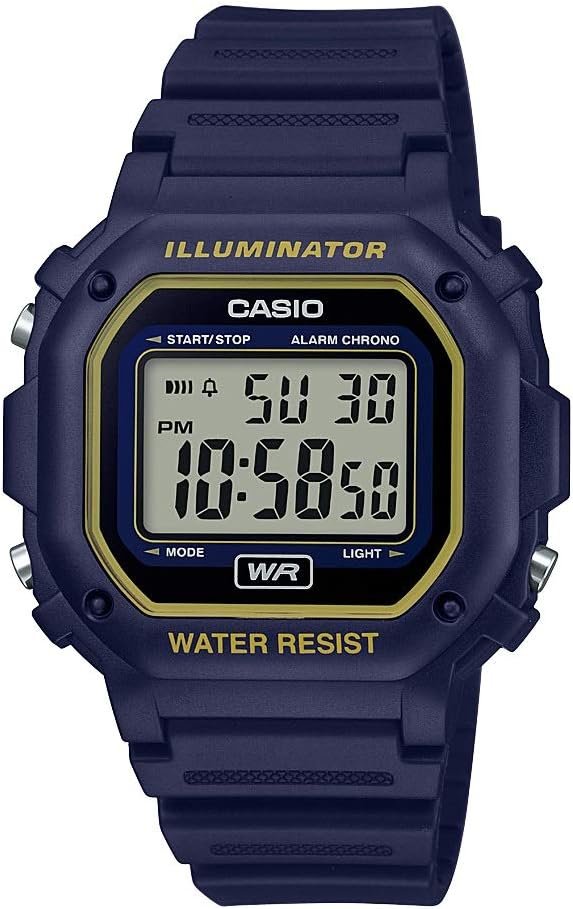 Casio F108WH Series | Men's Digital Watch | Illuminator | Water Resistant | LED Light | Daily Alarm | 1/100 SEC Stopwatch | 3 Hands (HR, Min, SEC) | Date/Day Display | Daily Alarm | 7 Year Battery