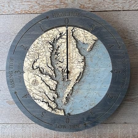 Chesapeake Bay Tide Clock - Precision Marine Chronometer with Handcrafted Cherry Wood Frame | Authentic Nautical Decor for Boaters, Watermen & Coastal Homes