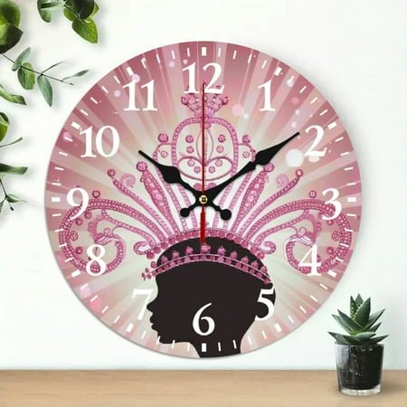 Chilfamy Wall Clock Tiara Crown Starburst Print Silent Mechanical Movement Perfect for Living Room Dorm Bedroom Kitchen Home Office Decorative Wall Clocks 10 Inches 10x10in