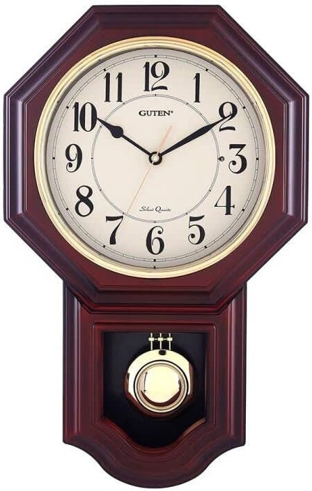 Chiming Wall Clock With Pendulum - Westminster Chimes & Strike Clock, Battery Operated, Faux Wood for Living Room, Office, Home Decor & Gift