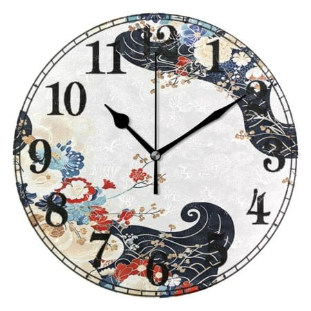 Chinese Arabesque Pattern Silent Wall Clock 10 Non-Ticking Battery Clock