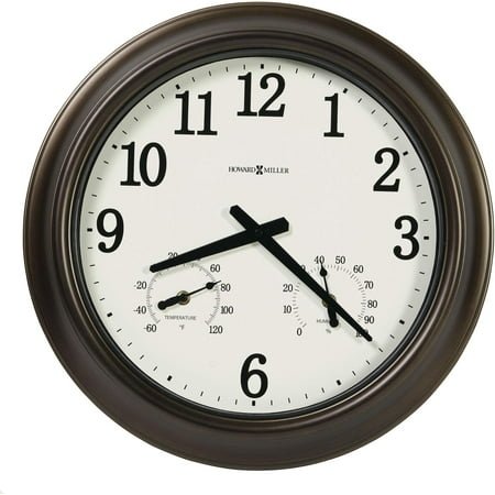 CHUOZHONG Bay Shore Outdoor Oversized Wall Clock 625-675 – Oil Rubbed Bronze Finish Metal, Thermometer & Hygrometer, Rustic Home Décor, Quartz Movement