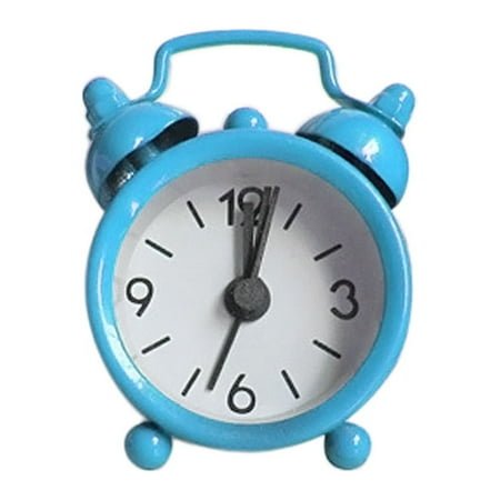 Clearance! Leott Mini Twin Bell Alarm Clock Promotion Sale, Creative Clock Cute Small Alarm Metal Alarm Clock Small Electronic Mini Clock Blue