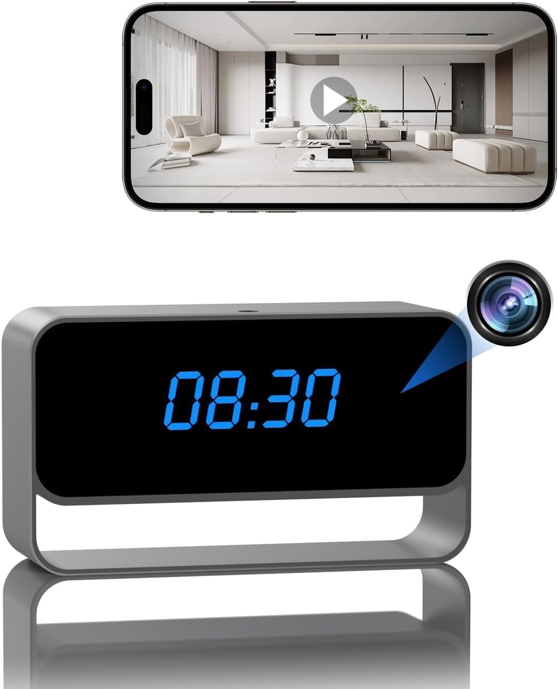Clock Camera - Full HD 1080P Wireless Camera - WiFi Nanny Cam for Home Indoor Security - WiFi & Bluetooth Connection【Upgraded】