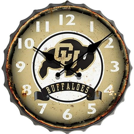 Colorado NCAA Bottle Cap Clock Vintage Metal Wall Artu2013 Show Your School Team Spirit in Your Man Cave, Dorm, Bedroom, College Apartment with Buffaloes Fan Décor