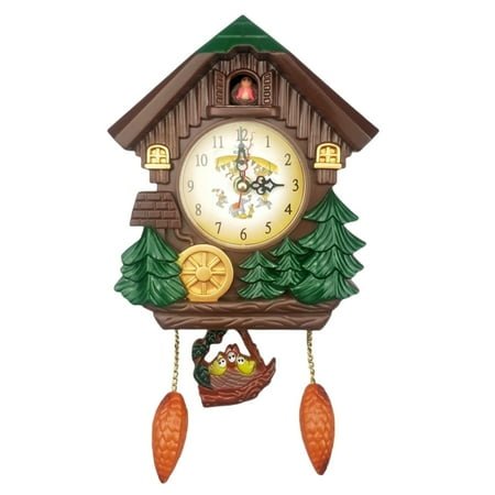 Creative Cuckoo Bird House Wall Clock Pastoral Style Cartoon Decorative Wall Clock Full Clock Music Cuckoo Bird House Wall Clock