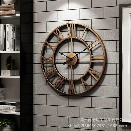 Creative Wall Clock Living Room round Hollow Large Wall Clock Cafe Bar Iron Metal European and American Wall Clock Wholesale