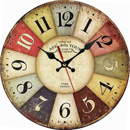 Cross-Border Hot Selling Retro Wall Clock 12-Inch European Simple and Light Luxury Wooden Clock Wall Clocks Clock Wholesale