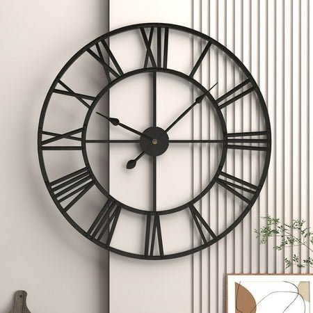 Cross-Border Household Retro Living Room Iron Wall Clock Nordic Decoration Clock round Roman Mute Clock Factory Wholesale