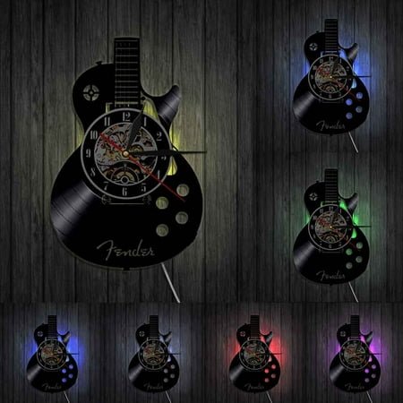 Cross-Border Rock Music Art Wall Clock Clock Instrument Guitar Vinyl Record Wall Clock Home Interior Decoration