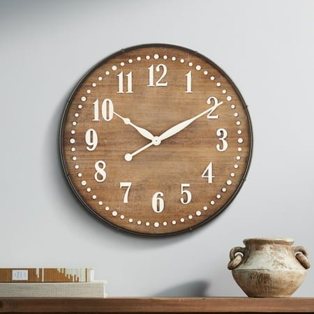 Dahlia Studios Sweetwater 23 3/4 Round Matte Wood Grain Brown Wall Clock