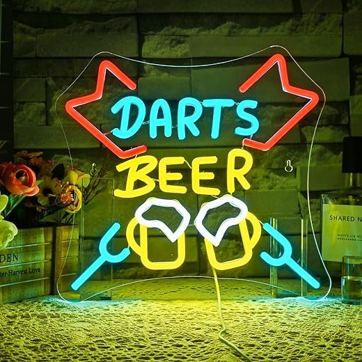Dart Neon Sign Beer LED Neon Signs Dart Beer Neon Light for Man Cave Home Wall Decor USB LED Signs for Beer Bars Clubs Game Room Living Rooms (dart beer)