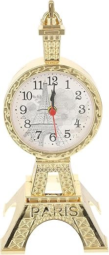DECHOUS Vintage Table Clock, Small Golden Alarm Clock Eiffel Tower Shape Table Clock Bedside Clock Desk Clock for Home Bedroom Office