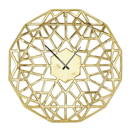 DecMode 24 Gold Aluminum Geometric Wall Clock with Cut Out Design