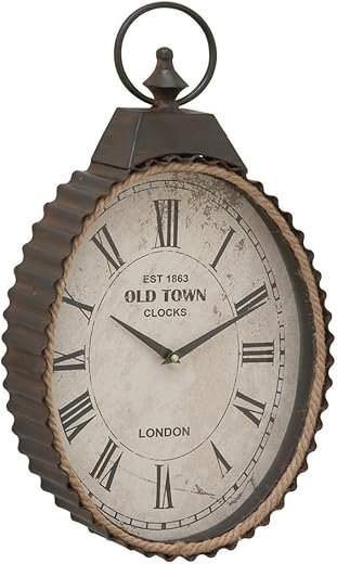 Deco 79 42555 Metal Rope Wall Clock, 12 x 21, Silver