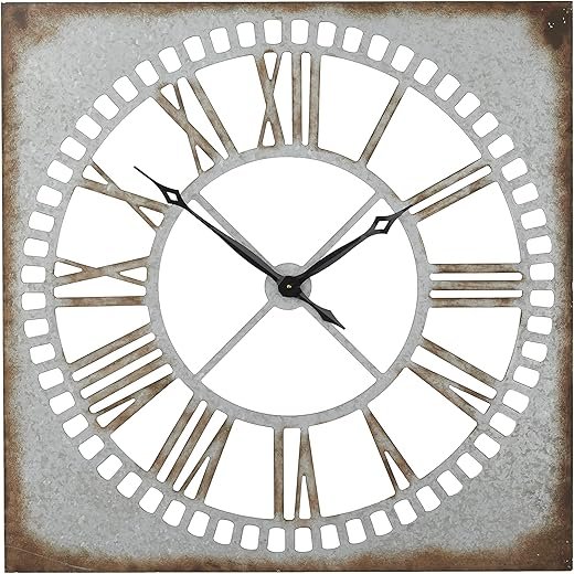 Deco 79 Metal Decorative Wall Clock Cutout Wall Clock for Home with Brown Distressing, Wall Clock for Room 36 x 2 x 36, Gray