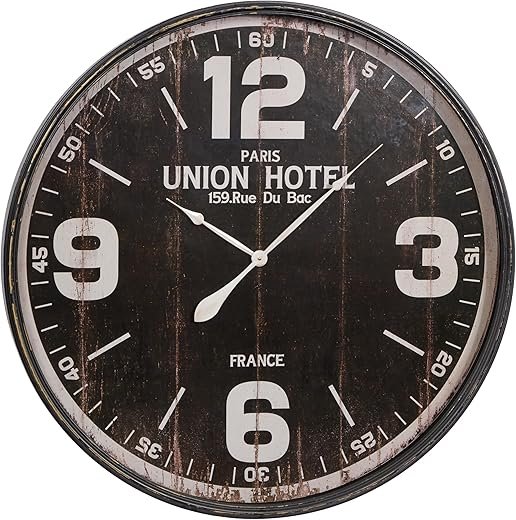 Deco 79 Metal Decorative Wall Clock Wall Clock for Home with White Accents, Wall Clock for Room 35 x 3 x 35, Black