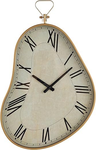 Deco 79 Metal Decorative Wall Clock Wavy Wall Clock for Home with Gold Frame and Black Accents, Wall Clock for Room 17 x 3 x 25, White