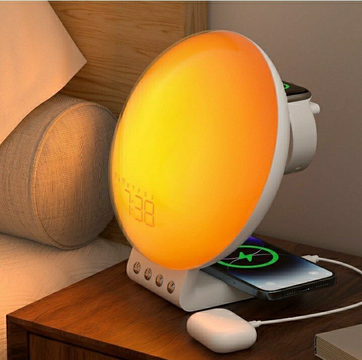 Dekala Sunrise Alarm Clock, Wireless Charging, White Noise, Nursery Night Light