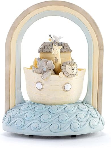 DEMDACO Noah's Ark Blue and Yellow 6 x 5 x 3.5 Inch Musical Figurine Plays Over The Rainbow