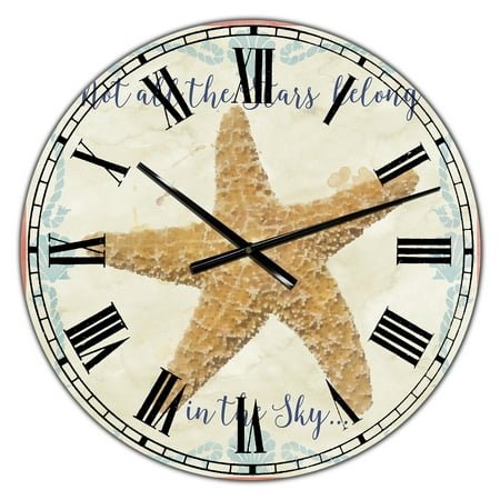 Designart Large Brown Analog Round Nautical,Coastal Wall Clocks, CLM25361-C23