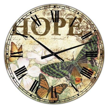 Designart Oversized Multicolor Analog Round Cottage Modern Wall Clocks, CLM25384-C23