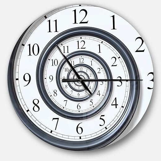 Designart Time Spiral Analog Wall Wall Art Design Modern & Contemporary Circle Wall Decorative Clock - Home Decorations for Home, Living Room, Bedroom, Office Decoration Round Metal Wall Clock