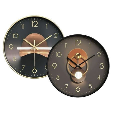DESIGNICE 2Pcs Wall Clock,Clear Glass Modern Wall Clock,High Transparency Bathroom Clock,Combination Style1,8In