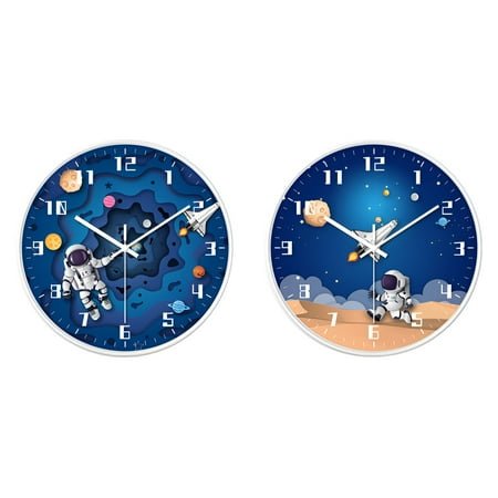 DESIGNICE 2Pcs Wall Clock,Contemporary Finish Modern Wall Clock,Subtle Edge Bathroom Clock,Combination Style1,8In