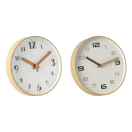 DESIGNICE 2Pcs Wall Clock,Wooden Texture Modern Wall Clock,Gentle Brilliance Bathroom Clock,Combination Style1,8&12In