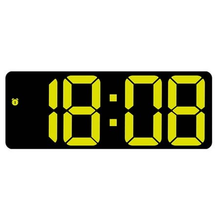 DESIGNICE Alarm Clock Time Date Temp Display Clock for Bedroom Silent Movement Desk Clock Black Yellow