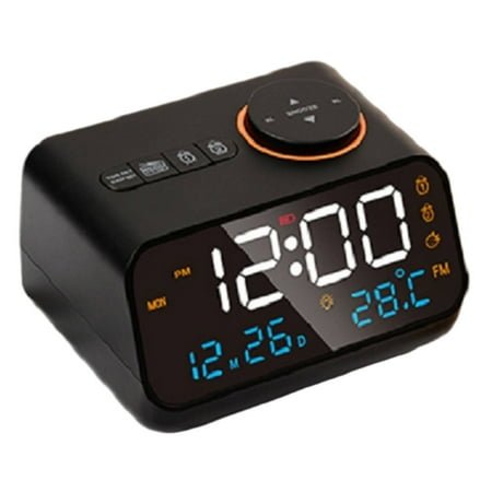 DESIGNICE Digital Calendar Real - Time Temp Humidity Monitoring Alarm Clocks for Bedside Radio Program Access Radio Alarm Clock Black