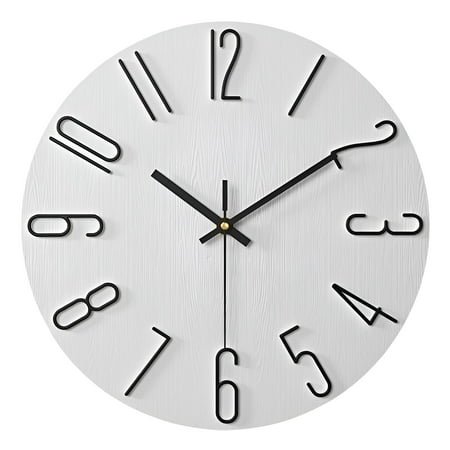 DESIGNICE Wall Clock,Contemporary Numbers Modern Wall Clock,Simple Setup Bathroom Clock,Style3,12In