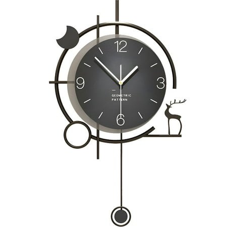 DESIGNICE Wall Clock,Metal Design Modern Wall Clock,Bird Decoration Bathroom Clock,Style1