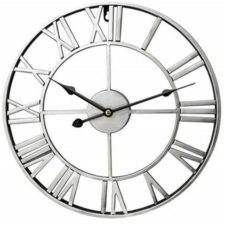 DESIGNICE Wall Clock,Silent Mechanism Kitchen Clock,Vintage Design Secure Back Reinforcement Wall Clocks Battery Operated,Silver