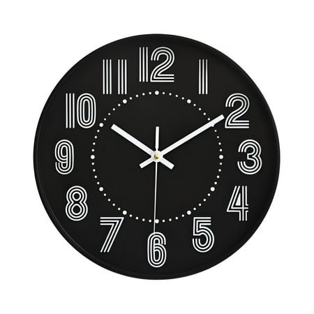 DESIGNICE Wall Clock,Silent Operation Modern Wall Clock,Noise-Free Environment Bathroom Clock,Black,12In
