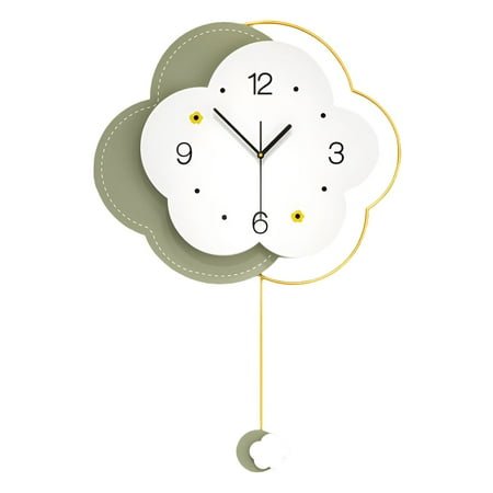 DESIGNICE Wall Clock,Unique Shape Modern Wall Clock,Dynamic Pendulum Bathroom Clock,Green