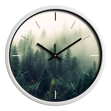 DESIGNICE Wall Clock,Whisper Quiet Modern Wall Clock,No Disturbance Bathroom Clock,White,12In