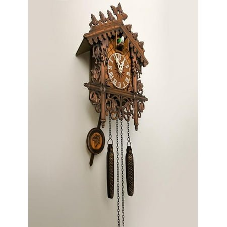 Diceymbol Clock Traditional Chalet Forest House Clock Handcrafted Wooden Wall Quartz Clock Pendulum Clock Home Decor Hanging Piece